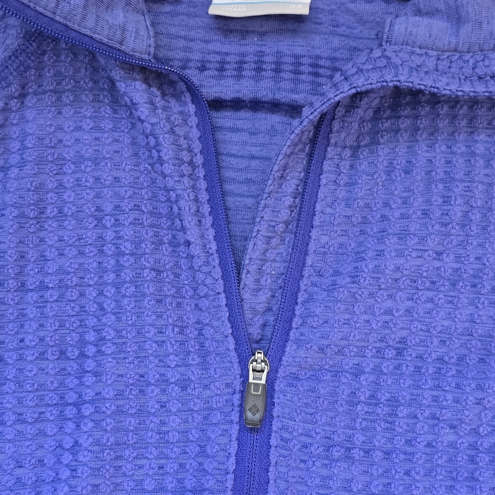 🌈Columbia Woman's 1/2 Zip Neck Waffle Knit Pullover Sweater Purple Blue Size XS - Picture 2 of 8